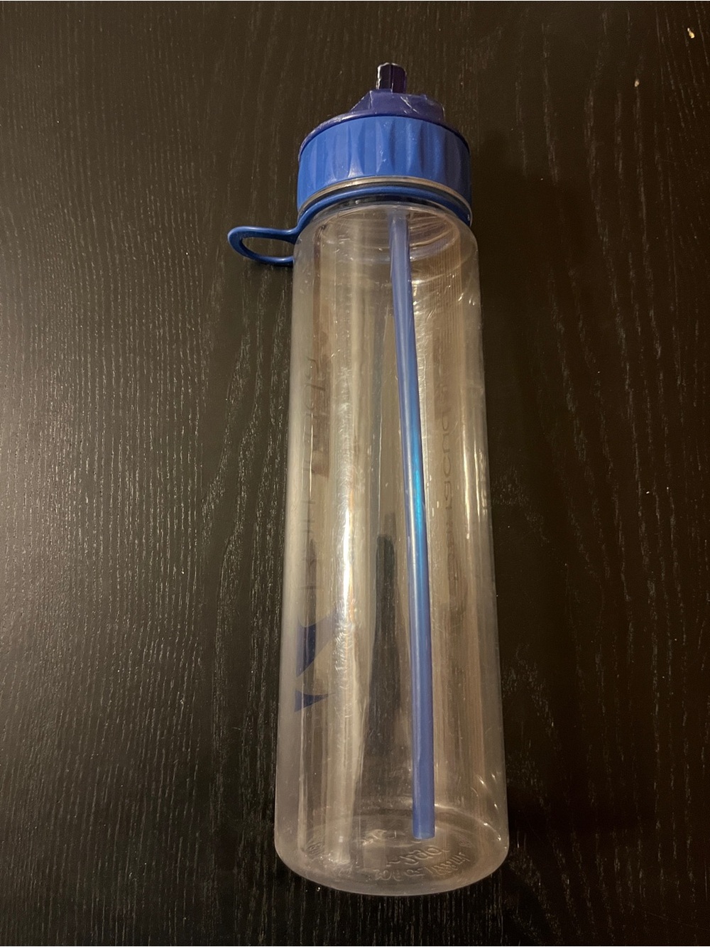 Barracuda Clear Plastic Water Bottle Blue Straw Flip Spout 10"